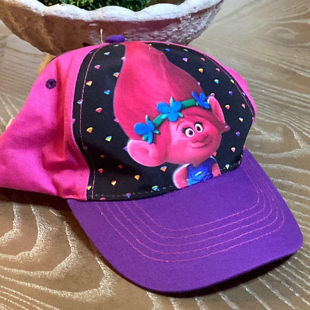 NWT! Girls DreamWorks Trolls Princess Poppy Pink Baseball Hat